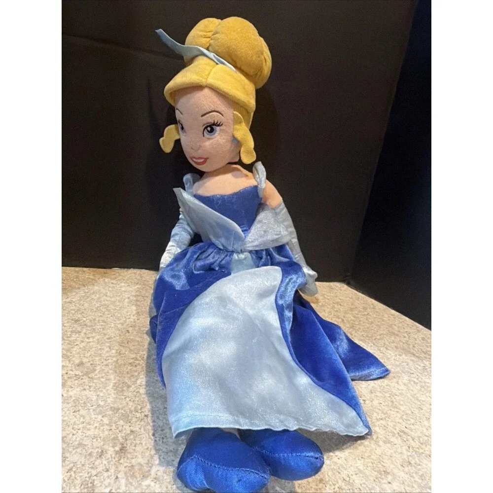 Disney Store Cinderella Plush Stuffed Doll 20” Princess Blue Dress
